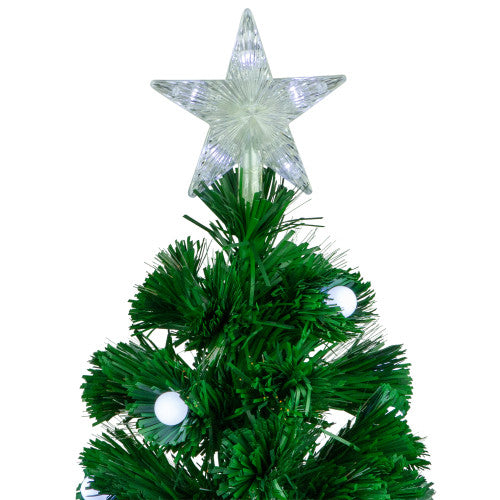 3' Pre-Lit Color Changing Fiber Optic Artificial Christmas Tree with Balls