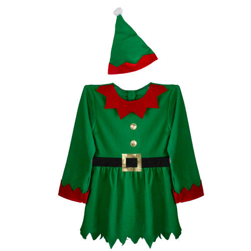 Women's Red and Green 2-Piece Elf Costume- Size XL
