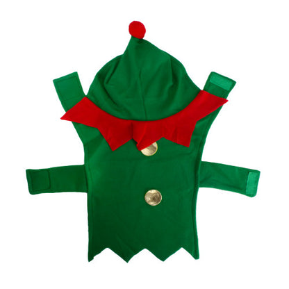 27" Green and Red Christmas Elf Dog Costume - Size S