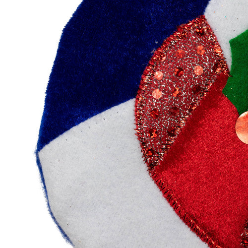24" Large Penguin and Bear Blue Velveteen Christmas Stocking with White Cuff