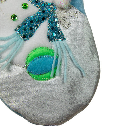 21" Blue and White "Baby's First Christmas" Snowman Stocking