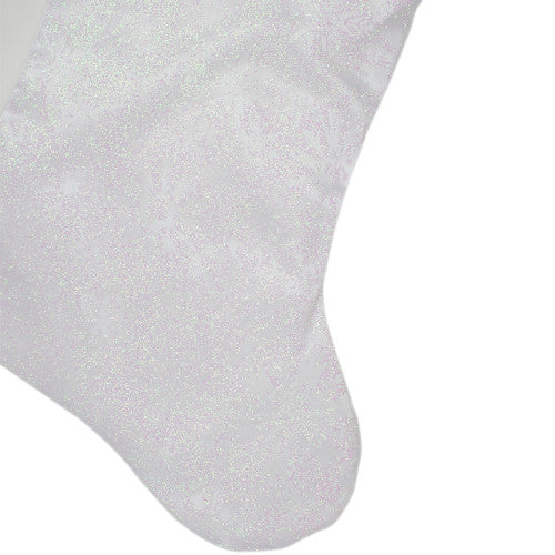 20.5" Iridescent Glitter Snowflake Print Christmas Stocking with Faux Fur Cuff