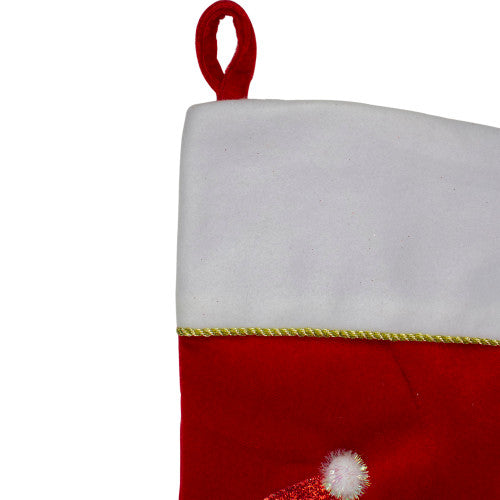 20.5" Red and White Glittered Santa Claus and Reindeer Christmas Stocking