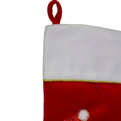 20.5" Red and White Glittered Santa Claus and Reindeer Christmas Stocking