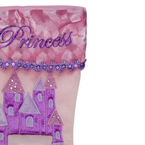 20" Pink and Purple Glitter Princess Christmas Stocking