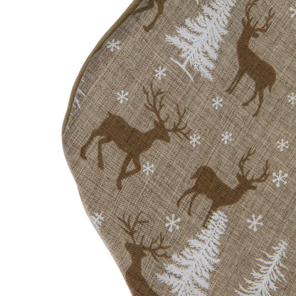 20" Brown Reindeer Christmas Stocking with Faux Fur Cuff