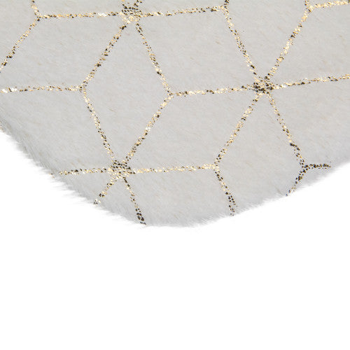20" Cream and Gold Christmas Stocking with Faux Fur