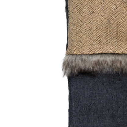 Burlap and Chambray Christmas Stocking - 20"