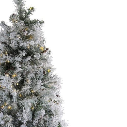 7.5' Pre-Lit LED Lights Flocked Victoria Pine Artificial Christmas Tree - Multicolor Light Options
