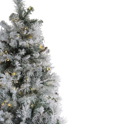 7.5' Pre-Lit LED Lights Flocked Victoria Pine Artificial Christmas Tree - Multicolor Light Options