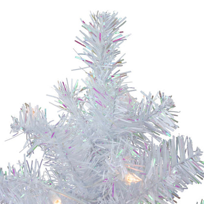 2' Pre-lit White Iridescent Pine Artificial Christmas Tree - Clear Lights