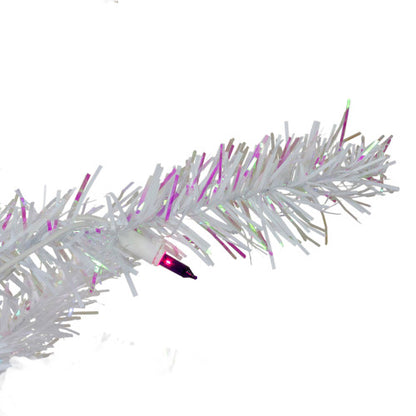 4' Pre-lit White Iridescent Pine Artificial Christmas Tree - Purple Lights