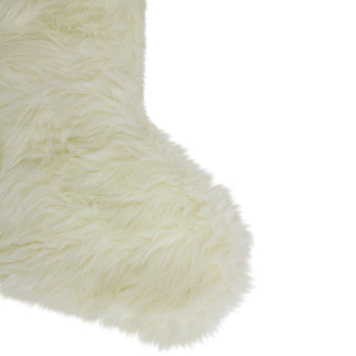 20" Ivory White Soft Faux Fur Decorative Christmas Stocking