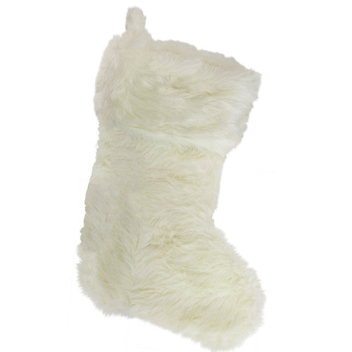 20" Ivory White Soft Faux Fur Decorative Christmas Stocking