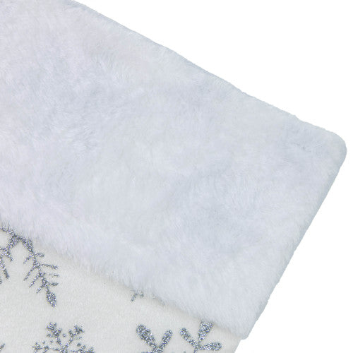 19" White and Silver Snowflakes Christmas Stocking