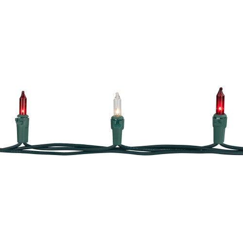 100-Count Red and Clear Mini Christmas Light Set, 20.25ft Green Wire