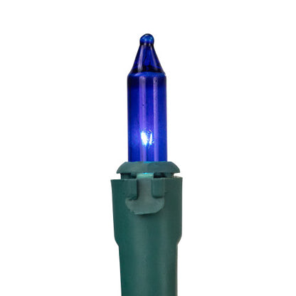 100-Count Blue and Clear Mini Christmas Light Set, 20 ft Green Wire