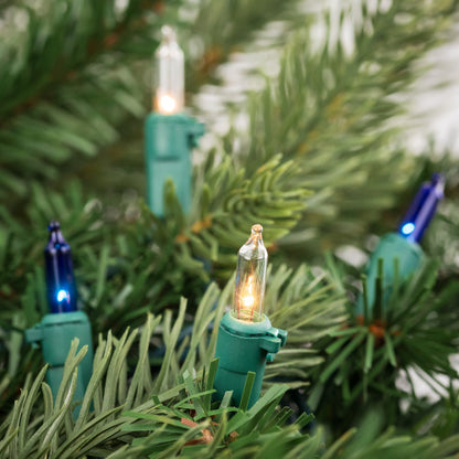 100-Count Blue and Clear Mini Christmas Light Set, 20 ft Green Wire