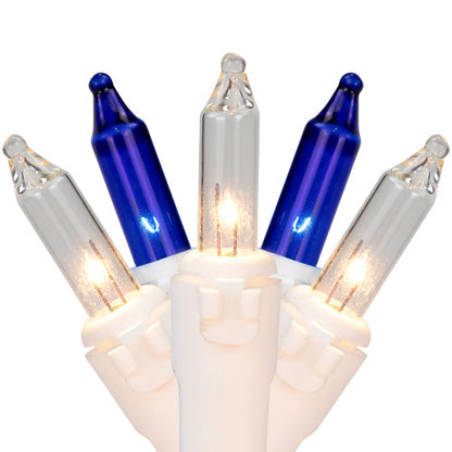 100-Count Blue & Clear Mini Christmas Lights - 21.5ft, White Wire
