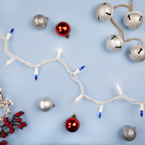 100-Count Blue & Clear Mini Christmas Lights - 21.5ft, White Wire