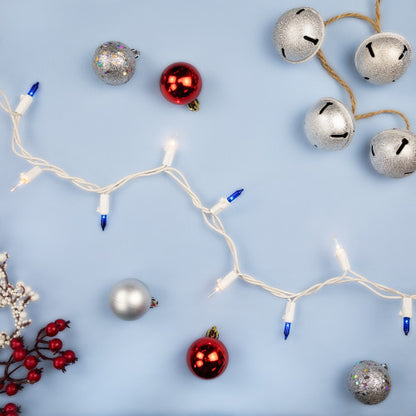 100-Count Blue & Clear Mini Christmas Lights - 21.5ft, White Wire