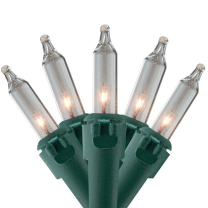 100-Count Clear Mini Christmas Light Set, 20.25ft Green Wire