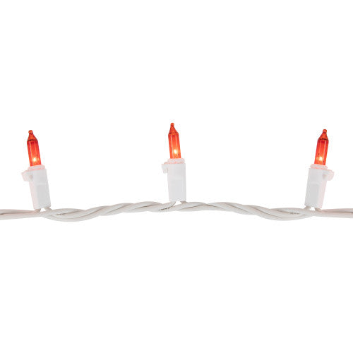 100-Count Orange Mini Christmas Lights Set, 20.25ft White Wire