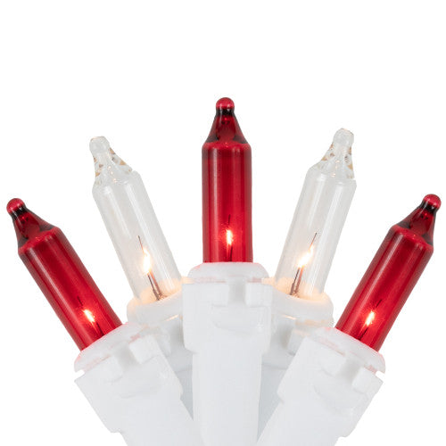 100ct Red and Clear Mini Icicle Christmas Lights- 5.75ft, White Wire