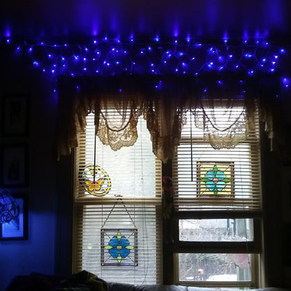 100ct Blue LED Wide Angle Icicle Christmas Lights, 5.5 ft White Wire