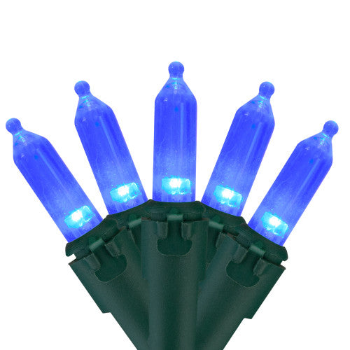 100 Blue LED Mini Christmas Lights, 33 ft Green Wire