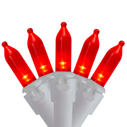 100-Count Red LED Mini Christmas Lights, 33ft White Wire