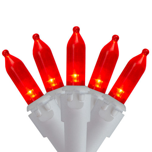 100-Count Red LED Mini Christmas Lights, 33ft White Wire