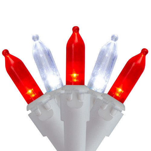 100-Count Red and Pure White LED Mini Christmas Lights, 33ft White Wire
