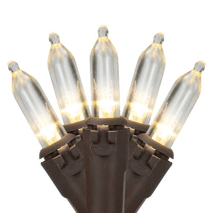 100-Count Warm White LED Mini Christmas Lights, 33 ft Brown Wire