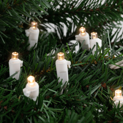 100ct Warm White LED Wide Angle Christmas Lights, 33ft White Wire