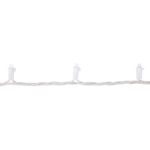 100ct Pure White LED Wide Angle Christmas Lights, 33ft White Wire