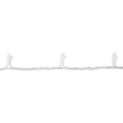 100ct Pure White LED Wide Angle Christmas Lights, 33ft White Wire