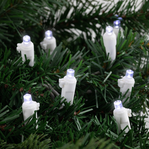 100ct Pure White LED Wide Angle Christmas Lights, 33ft White Wire