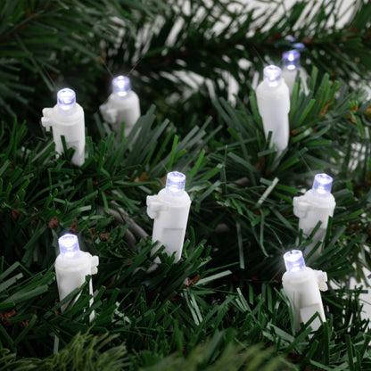 100ct Pure White LED Wide Angle Christmas Lights, 33ft White Wire