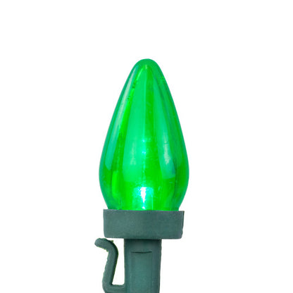 25ct Green LED C7 Christmas Lights, 16ft Green Wire
