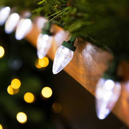 25ct Pure White LED C7 Christmas Light Set - 16ft Green Wire