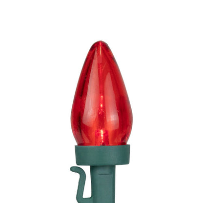 25ct Red and Pure White LED C7 Christmas Lights - 16ft Green Wire