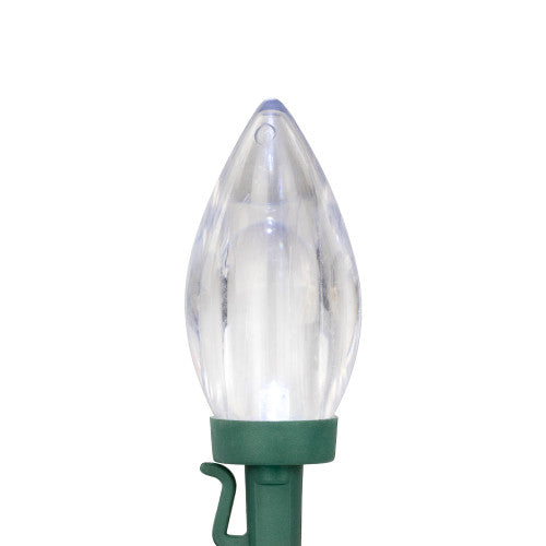 25ct Pure White LED C9 Mini Christmas Lights, 16ft Green Wire