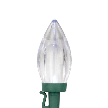25ct Red and Pure White LED C9 Christmas Lights, 16ft Green Wire