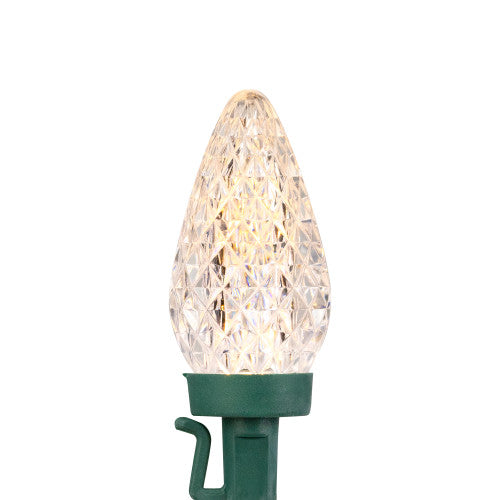 100ct Warm White LED Faceted C9 Christmas Lights, 66ft Green Wire