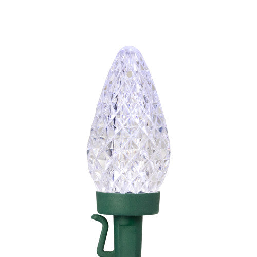 100-Count Red and Pure White Faceted LED C9 Christmas Lights, 66ft Green Wire