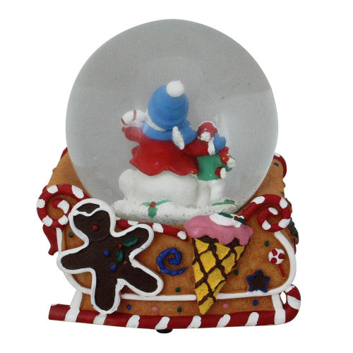 Snowmen and Gingerbread Sleigh "Joy" Musical Christmas Snow Globe - 5.25"