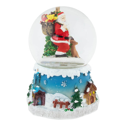 Santa Claus with Christmas Tree and Reindeer Musical Snow Globe - 5.5"