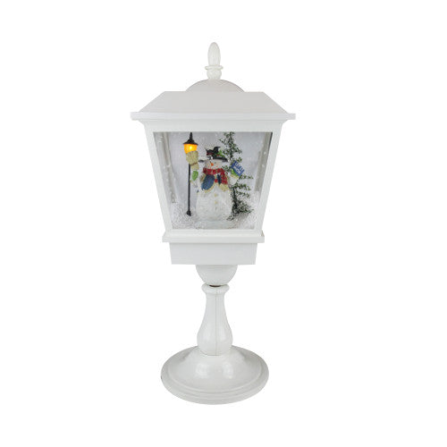 Lighted Musical Snowing Christmas Street Lamp with Snowman - 25.25"