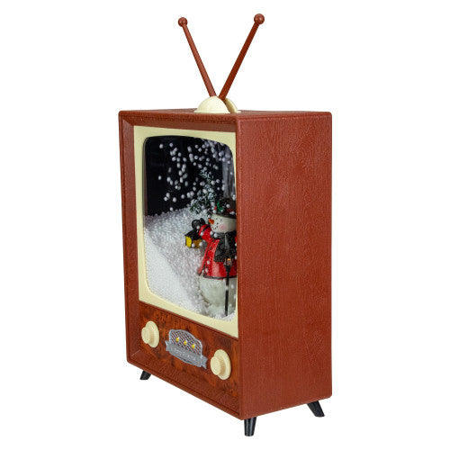 LED Lighted Musical Snowing Snowman TV Set Christmas Decoration - 12"